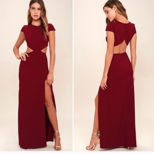 Red wine formal dress, buttons in the back